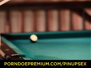 PINUP romp - Foxy ultra-cutie labia boinked on the pool table