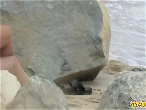 inexperienced Beach stunning g-string bathing suit teenager - voyeur movie